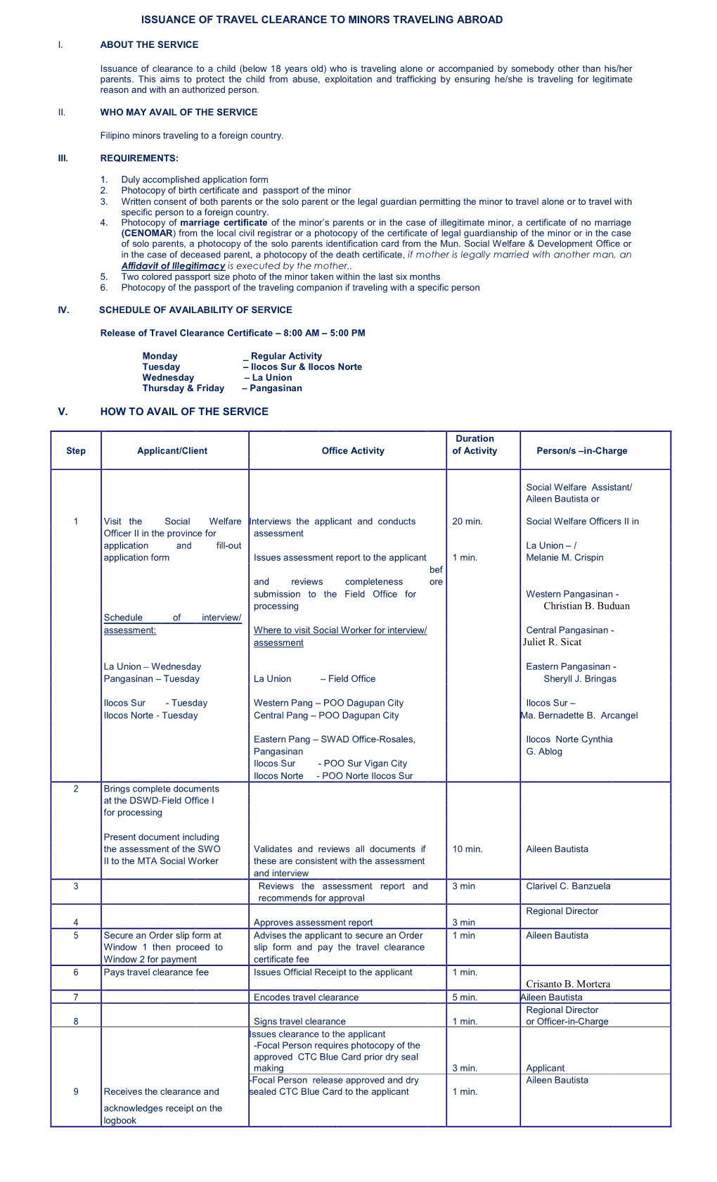 Issuance of Travel Clearance to Minors Traveling Abroad