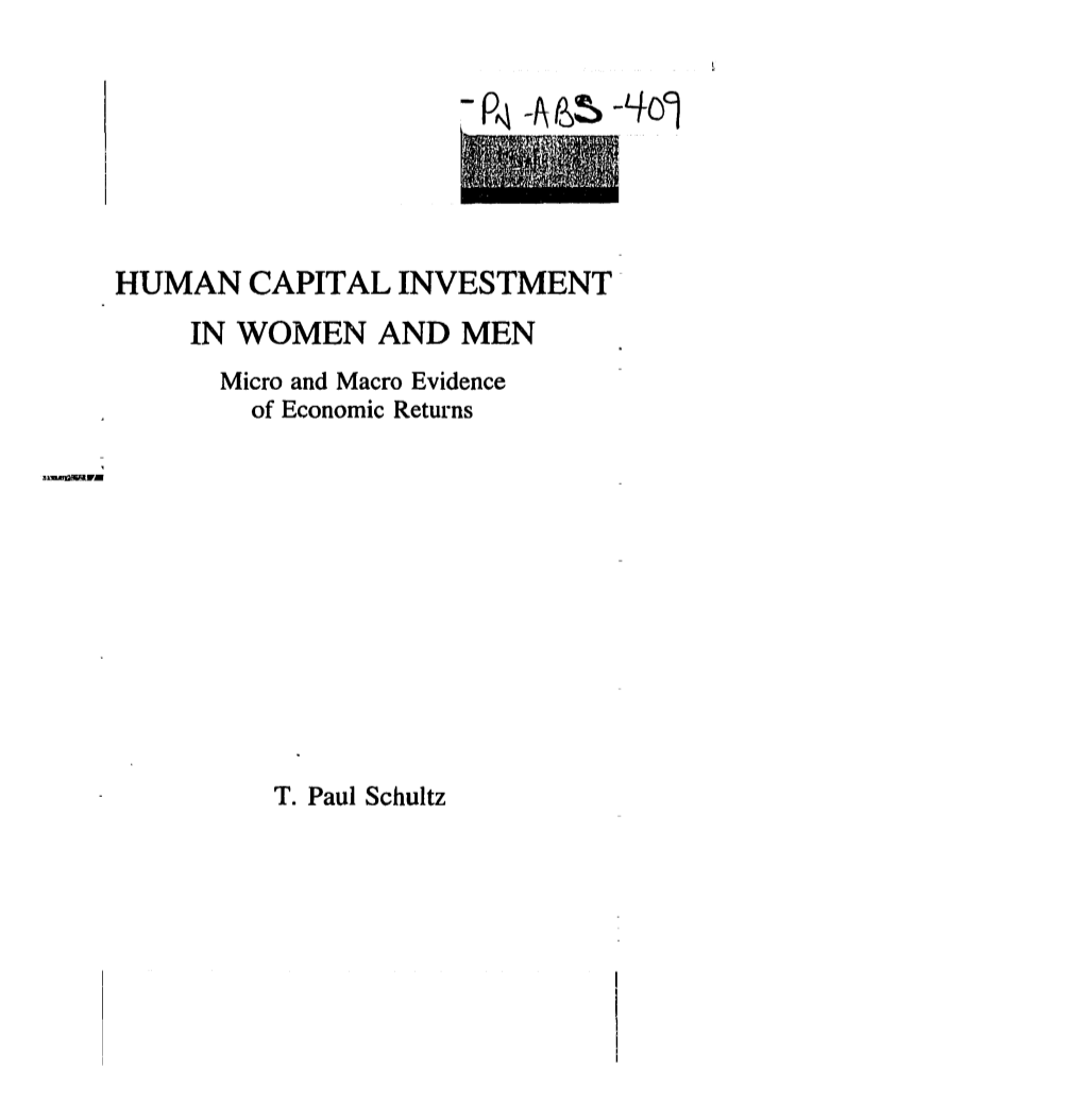 HUMAN CAPITAL INVESTMENT in WOMEN and MEN Micro and Macro Evidence of Economic Returns