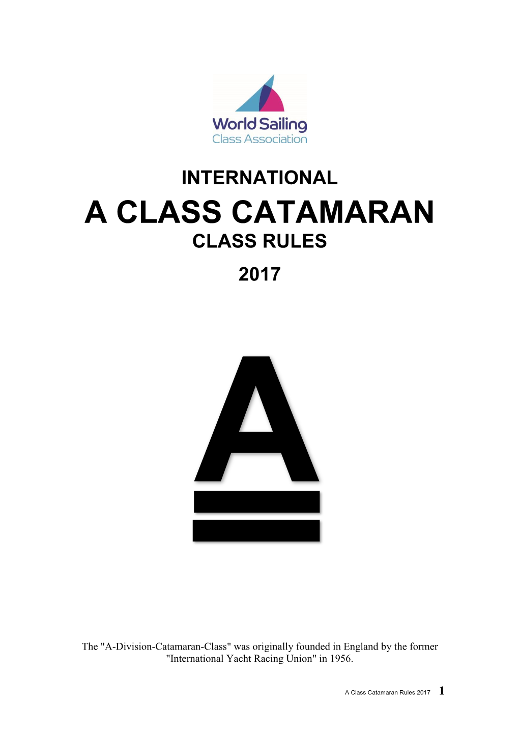 A Class Catamaran Class Rules