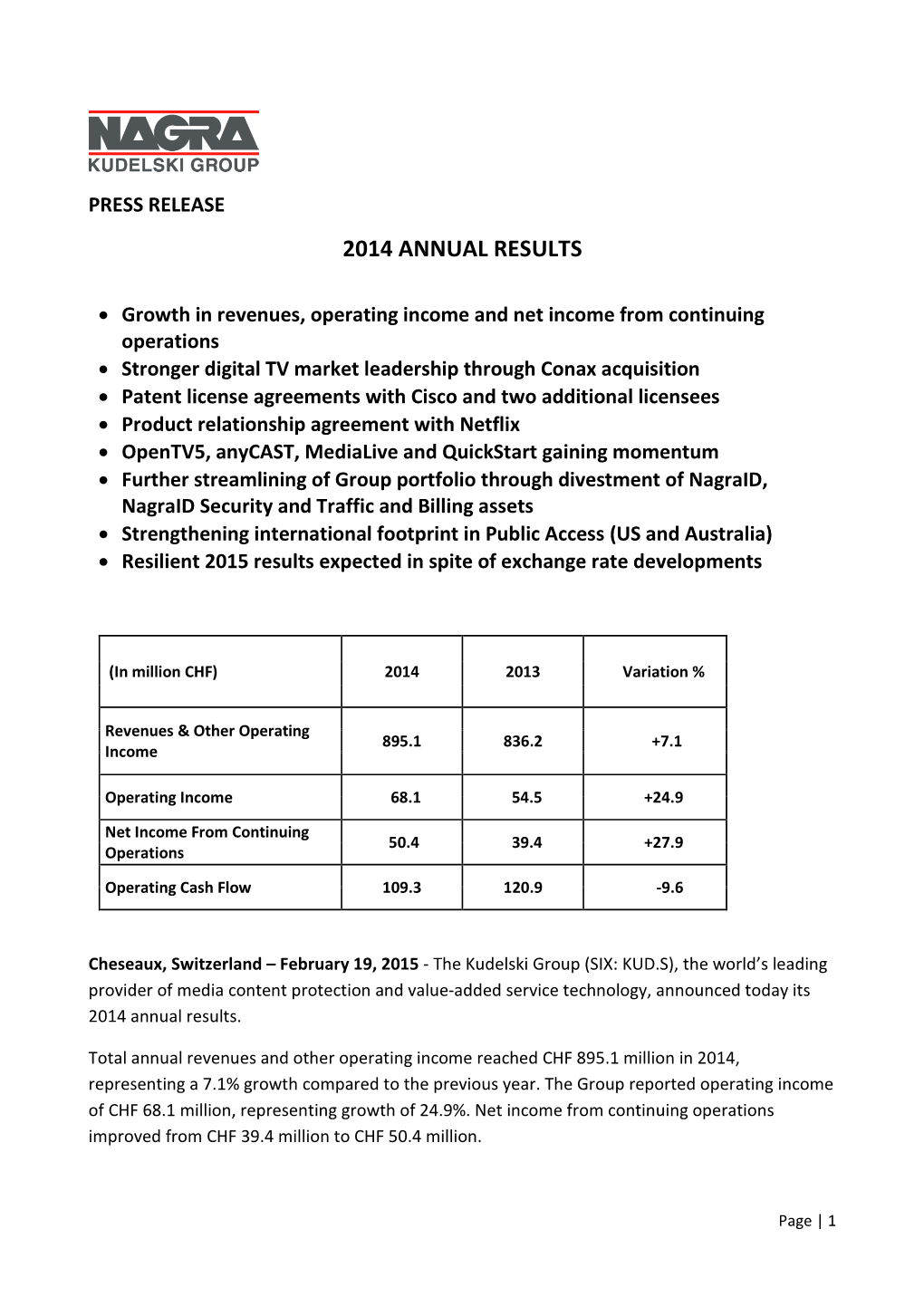 2014 Annual Results