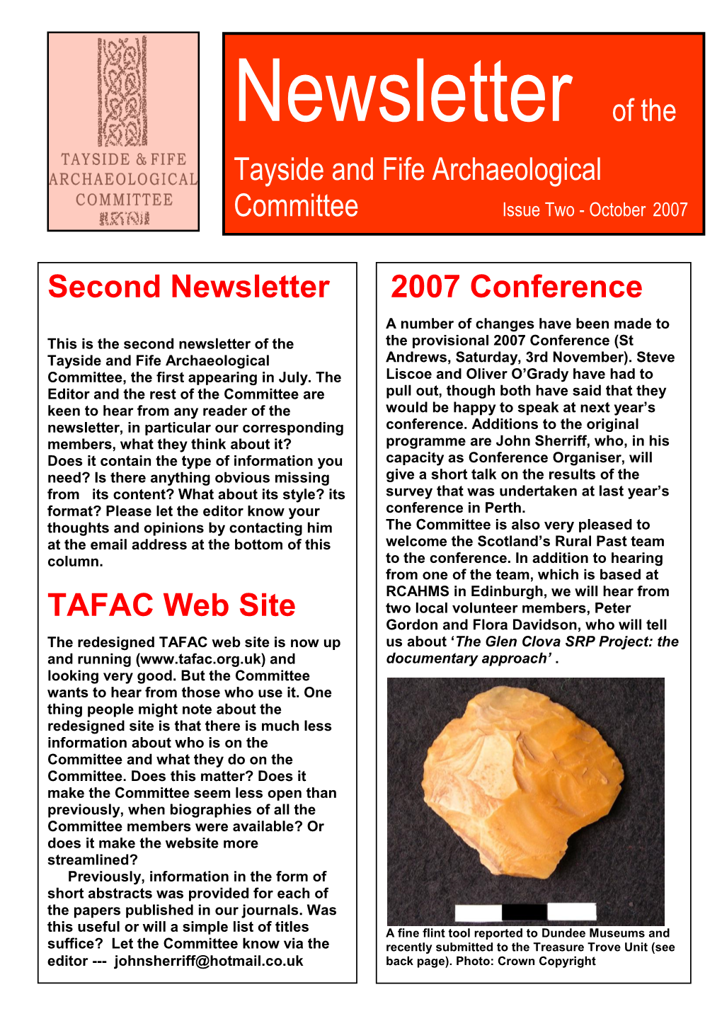 Tayside and Fife Archaeological Second Newsletter TAFAC Web