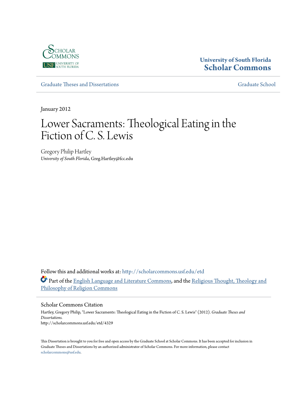 Theological Eating in the Fiction of CS Lewis