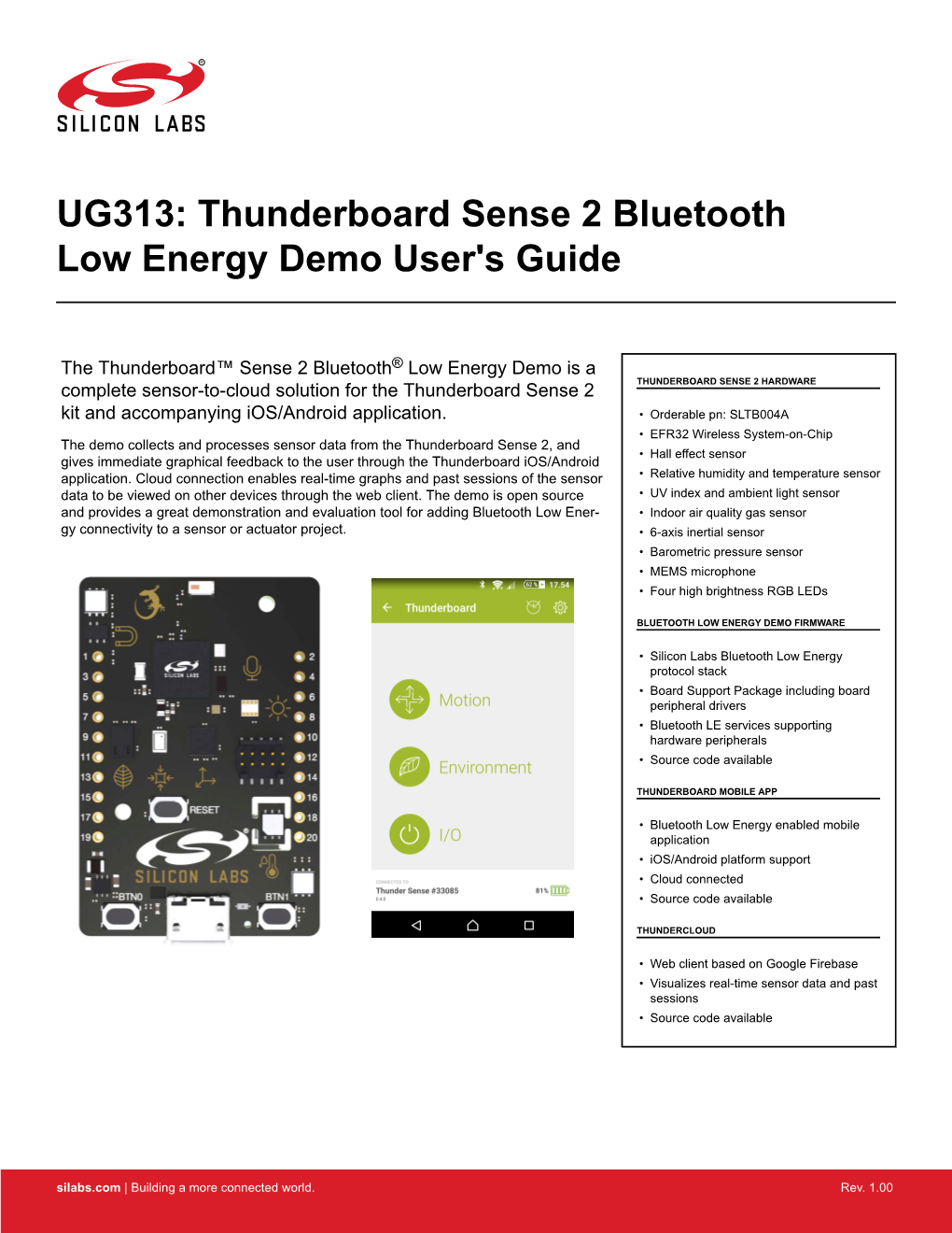 UG313: Thunderboard Sense 2 Bluetooth Low Energy Demo User's Guide