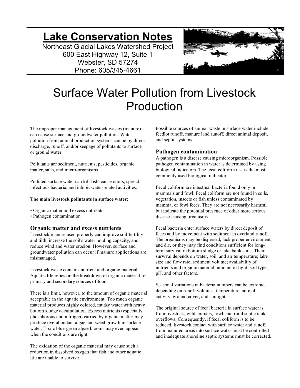 Surface Water Pollution from Livestock Production