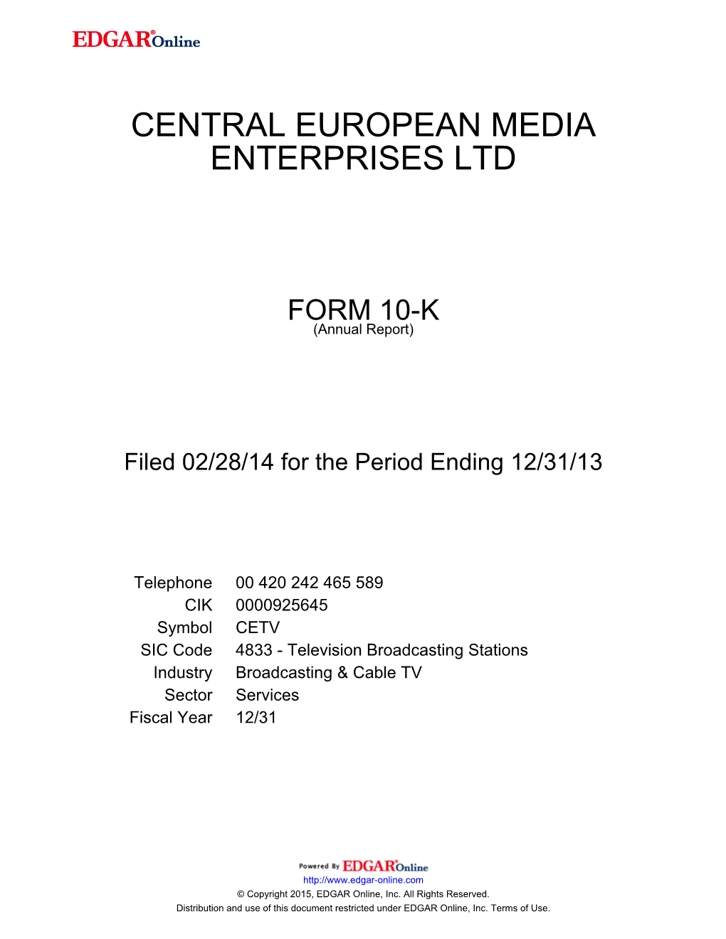 Central European Media Enterprises Ltd