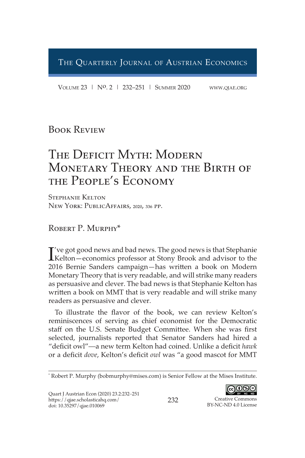 The Deficit Myth: Modern Monetary Theory and the Birth of the People's