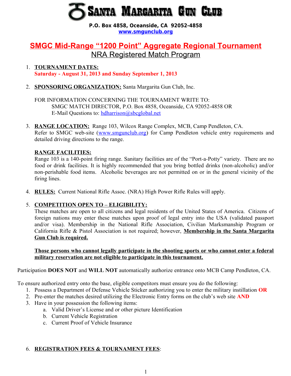 Monthly Registered 1250 Point Aggregate High Power Rifle Tournament Program s2