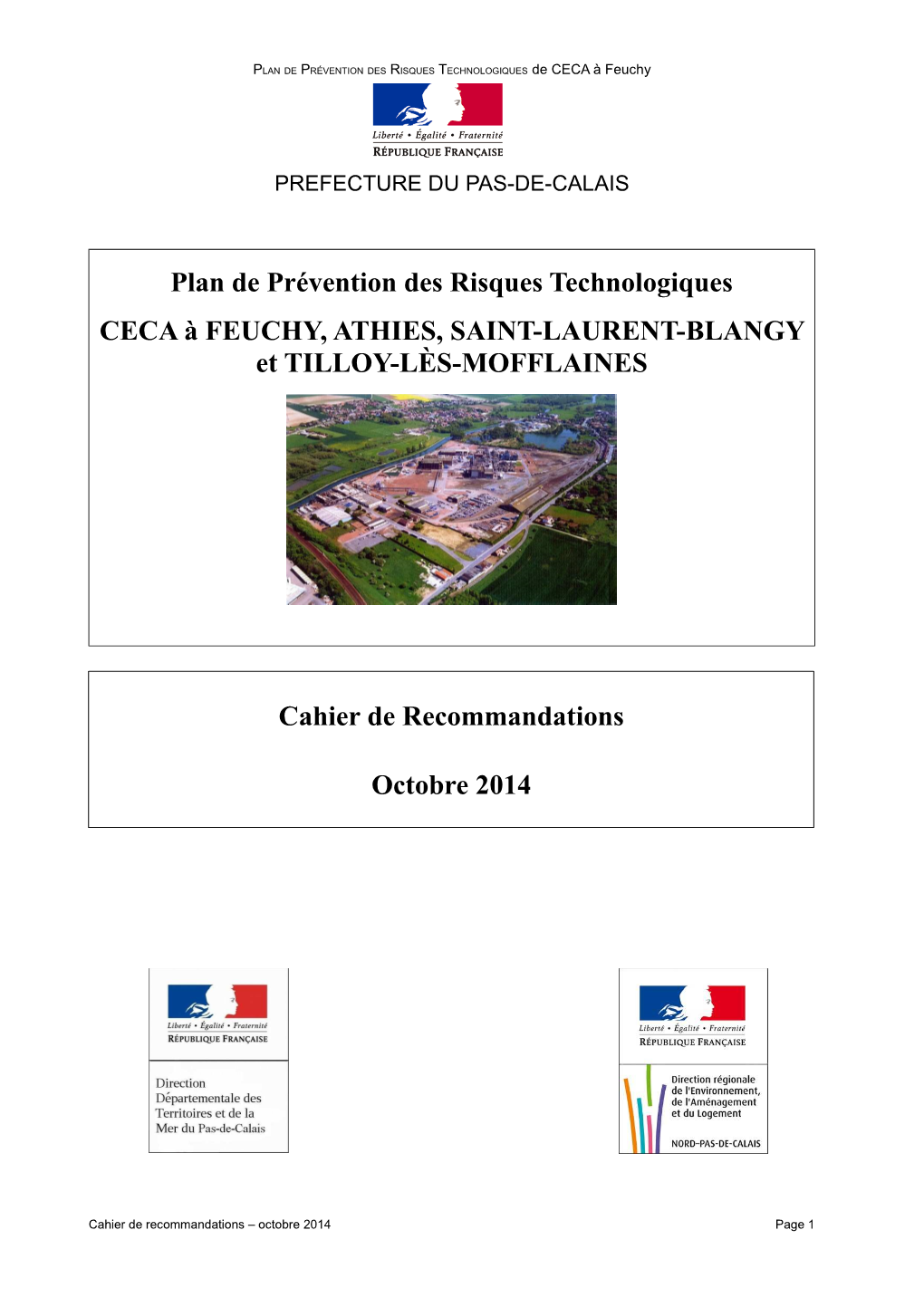 Plan De Prévention Des Risques Technologiques CECA À FEUCHY, ATHIES, SAINT-LAURENT-BLANGY Et TILLOY-LÈS-MOFFLAINES