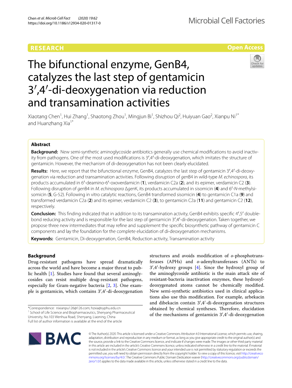 The Bifunctional Enzyme, Genb4, Catalyzes the Last Step of Gentamicin
