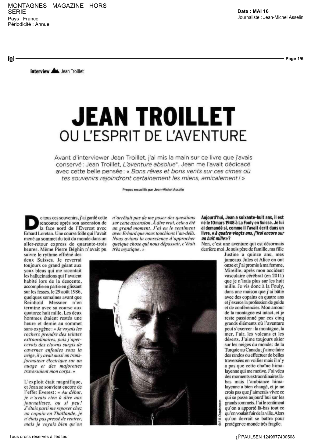 Jean Troillet Ou Lesprit De L'aventure