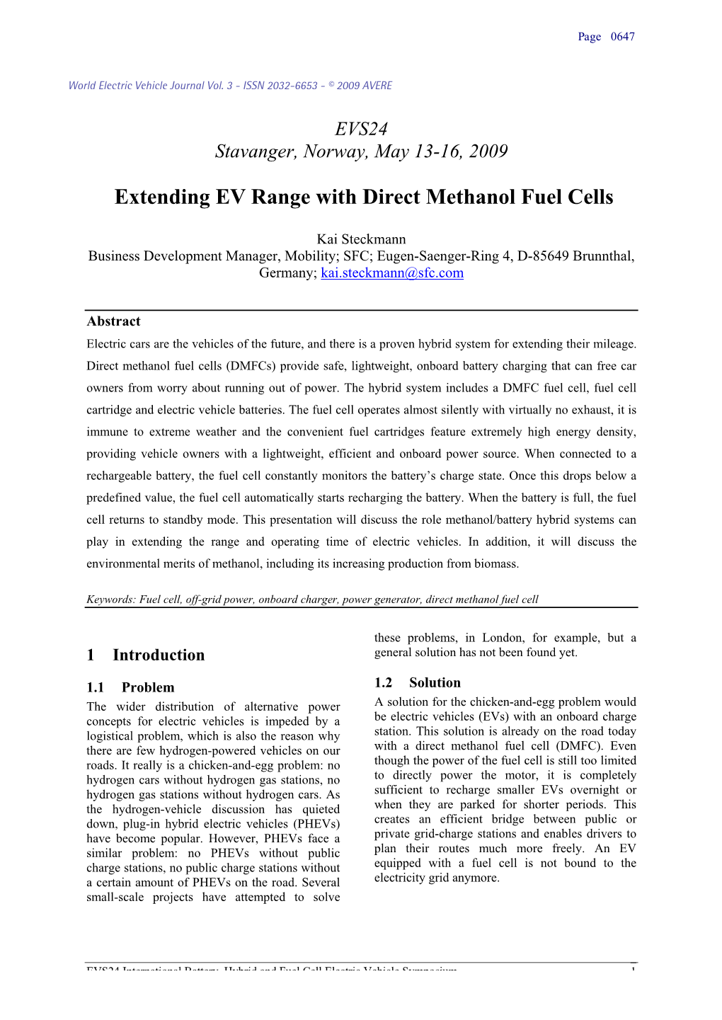 Extending EV Range with Direct Methanol Fuel Cells
