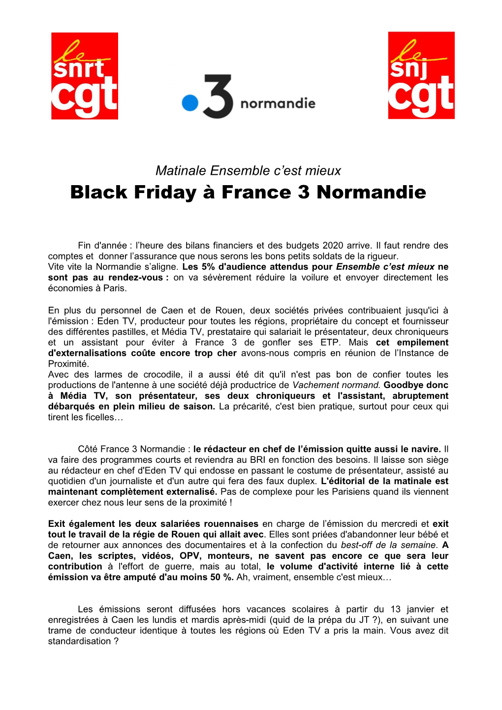 Black Friday À France 3 Normandie