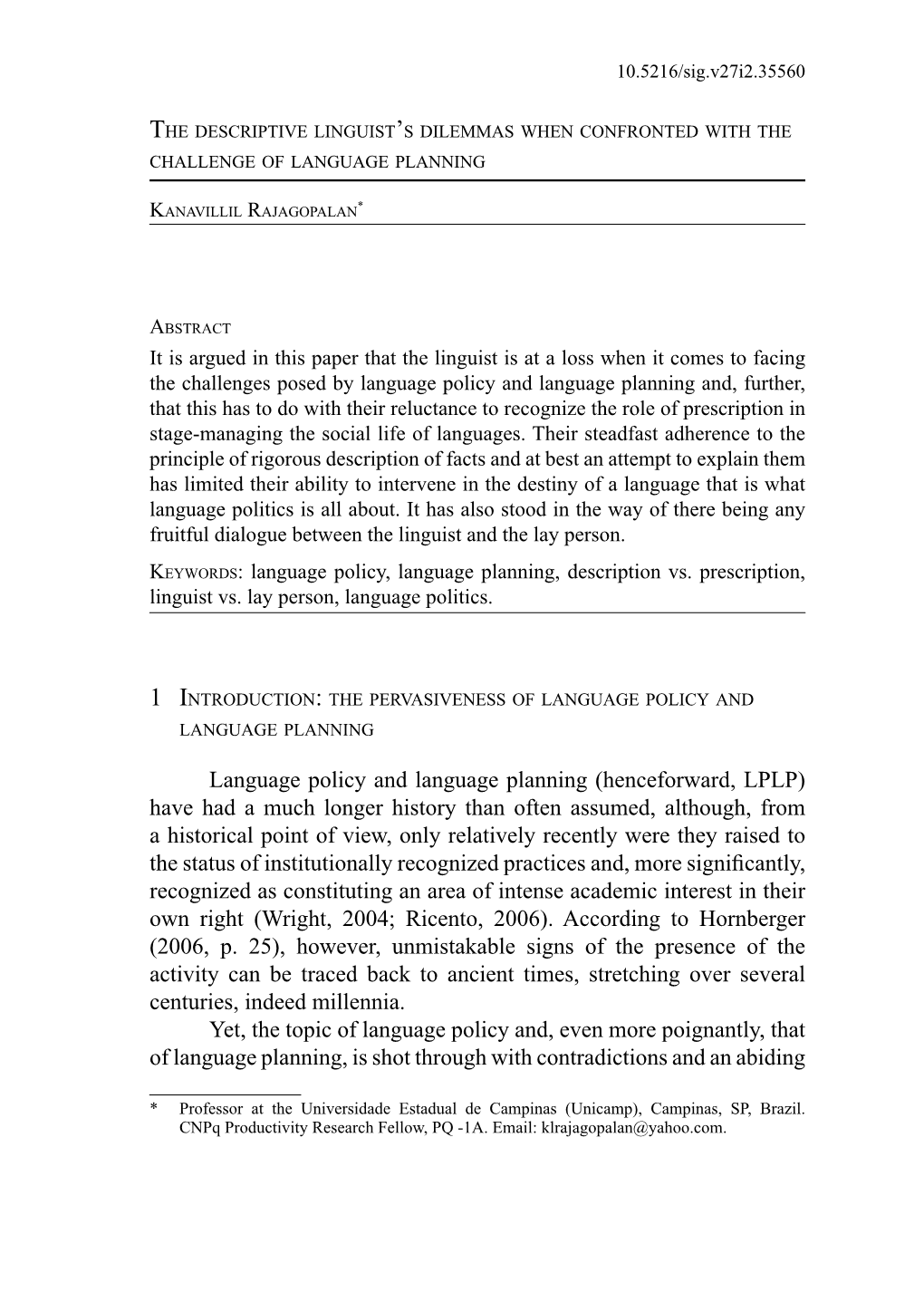 Language Policy and Language Planning