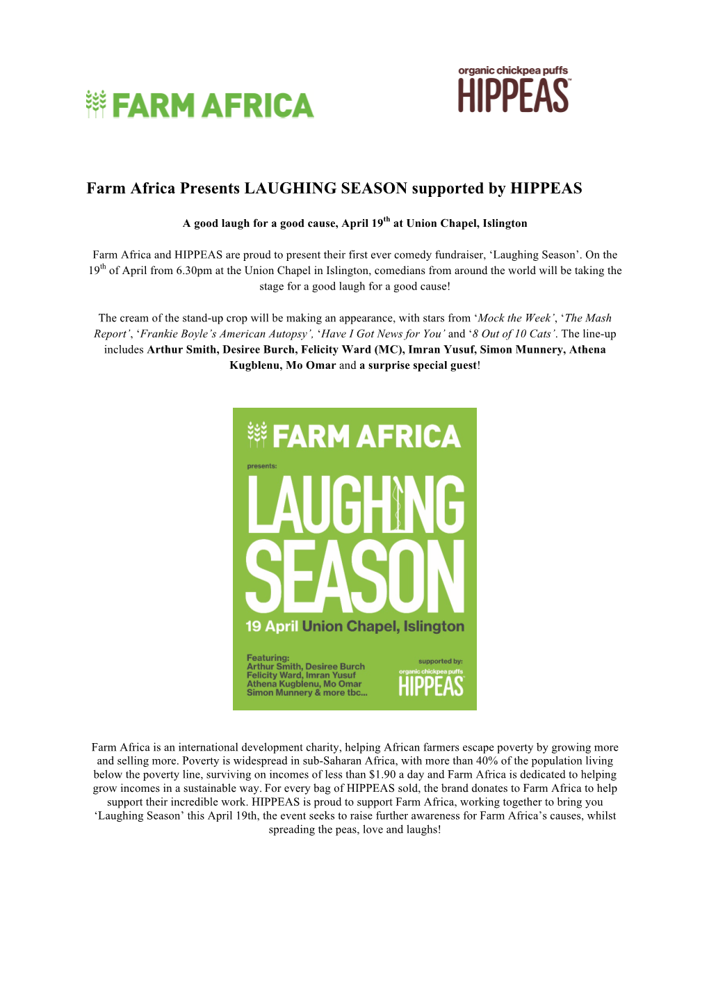 Farm Africa Presents LAUGHING SEASON Supported by HIPPEAS