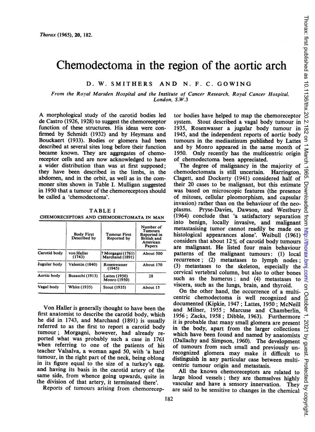 Chemodectoma in the Region of the Aortic Arch