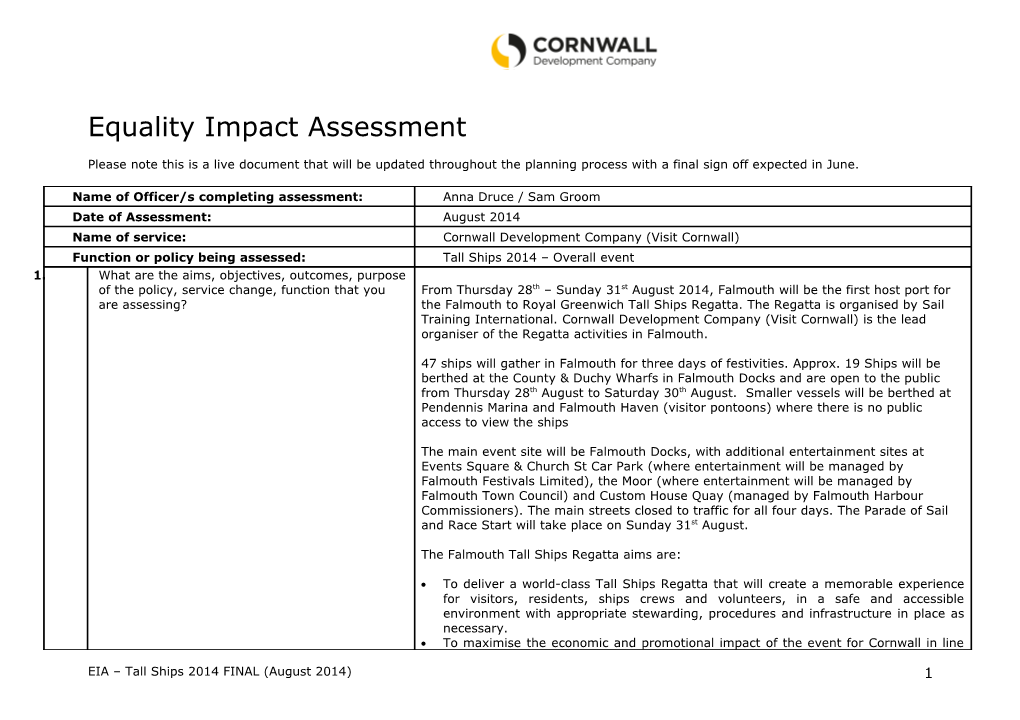 Eqaulity Impact Assessments Revised Corporate Model