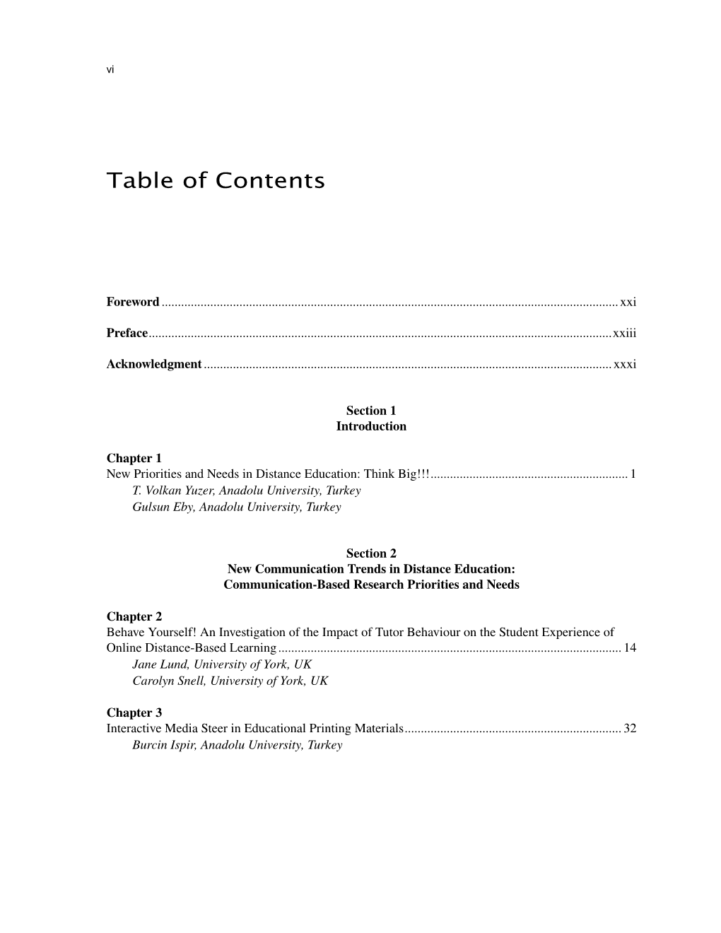 Table of Contents