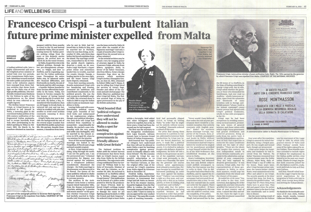Francesco Crispi - a Turbulent Italian SIR Willla.M Rllli:I>,