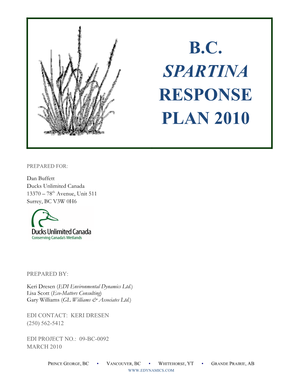 B.C. Spartina Response Plan 2010