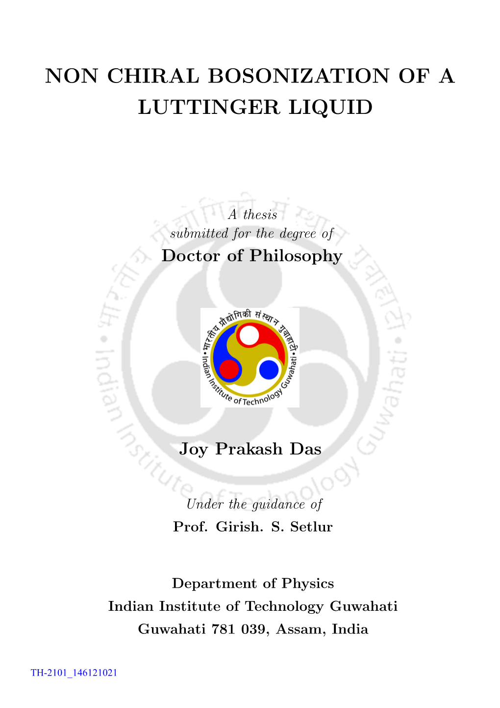 Non Chiral Bosonization of a Luttinger Liquid