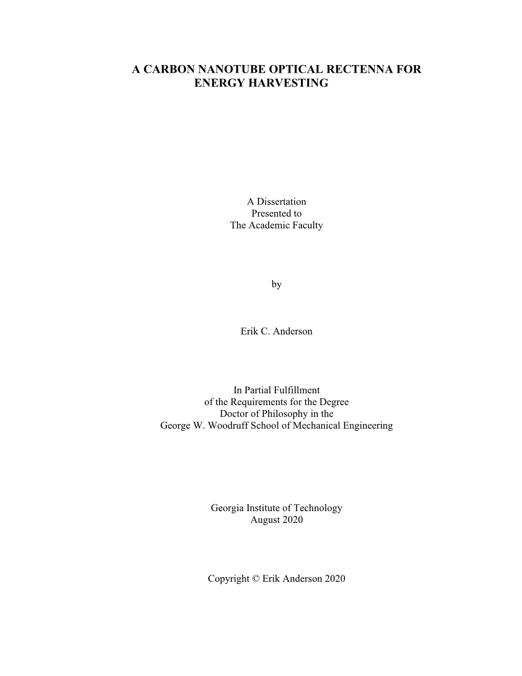 A Carbon Nanotube Optical Rectenna for Energy Harvesting