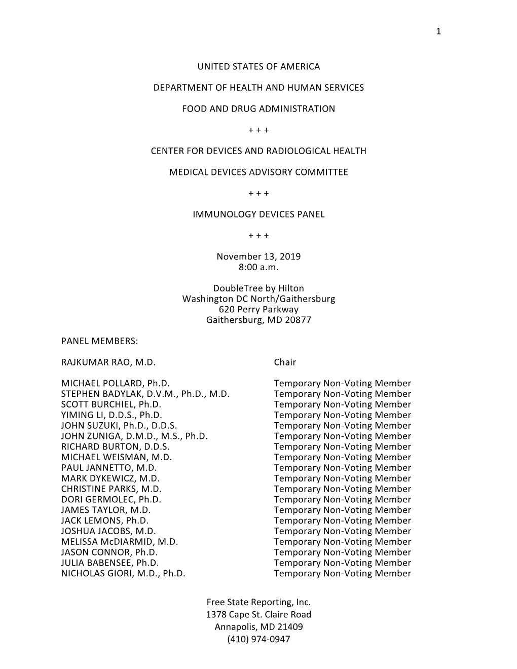 Immunology Devices Panel Nov. 13, 2019 Transcript