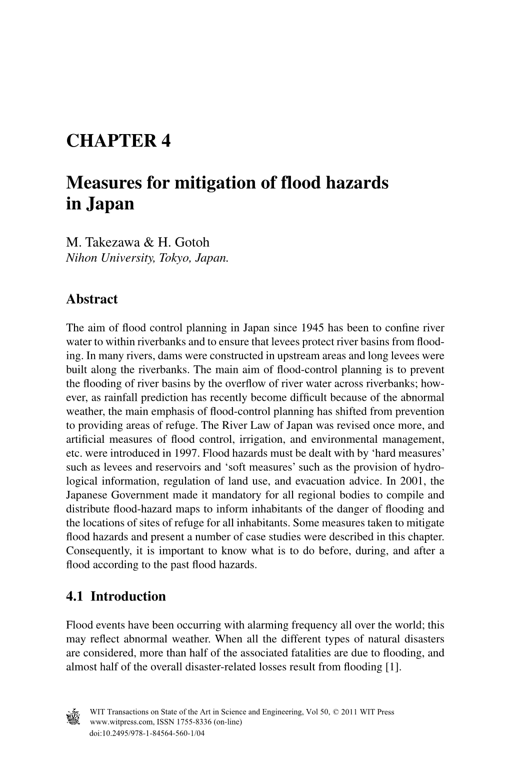 CHAPTER 4 Measures for Mitigation of Flood Hazards In