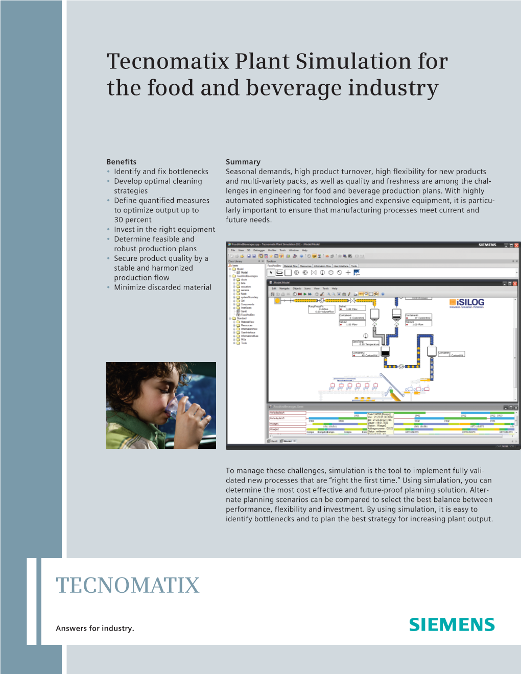 Tecnomatix Plant Simulation for the Food and Beverage Industry Fact Sheet
