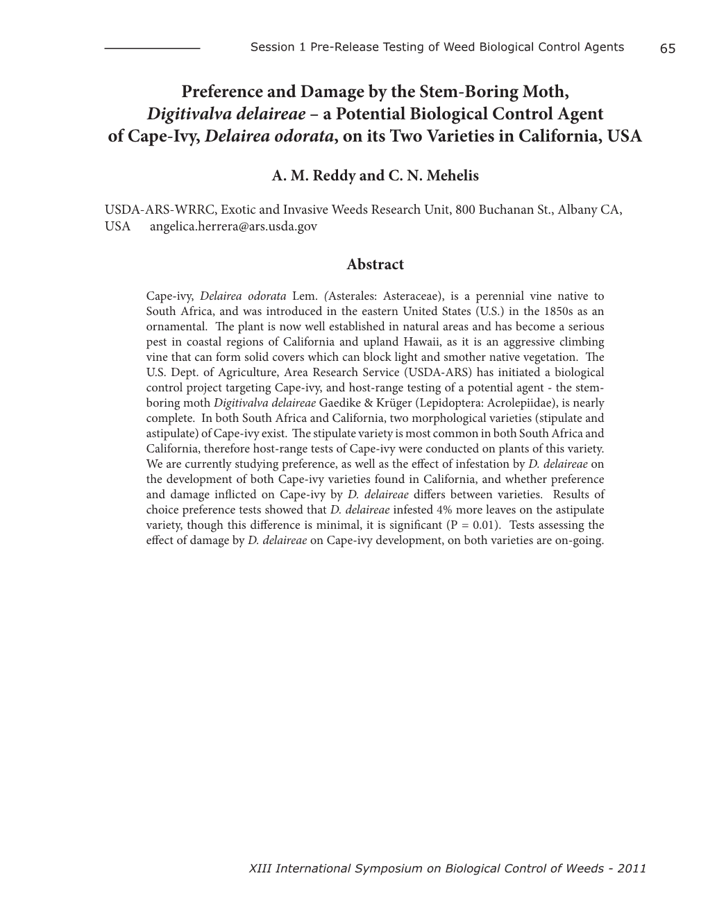 A Potential Biological Control Agent of Cape-Ivy, Delairea Odorata, on Its Two Varieties in California, USA