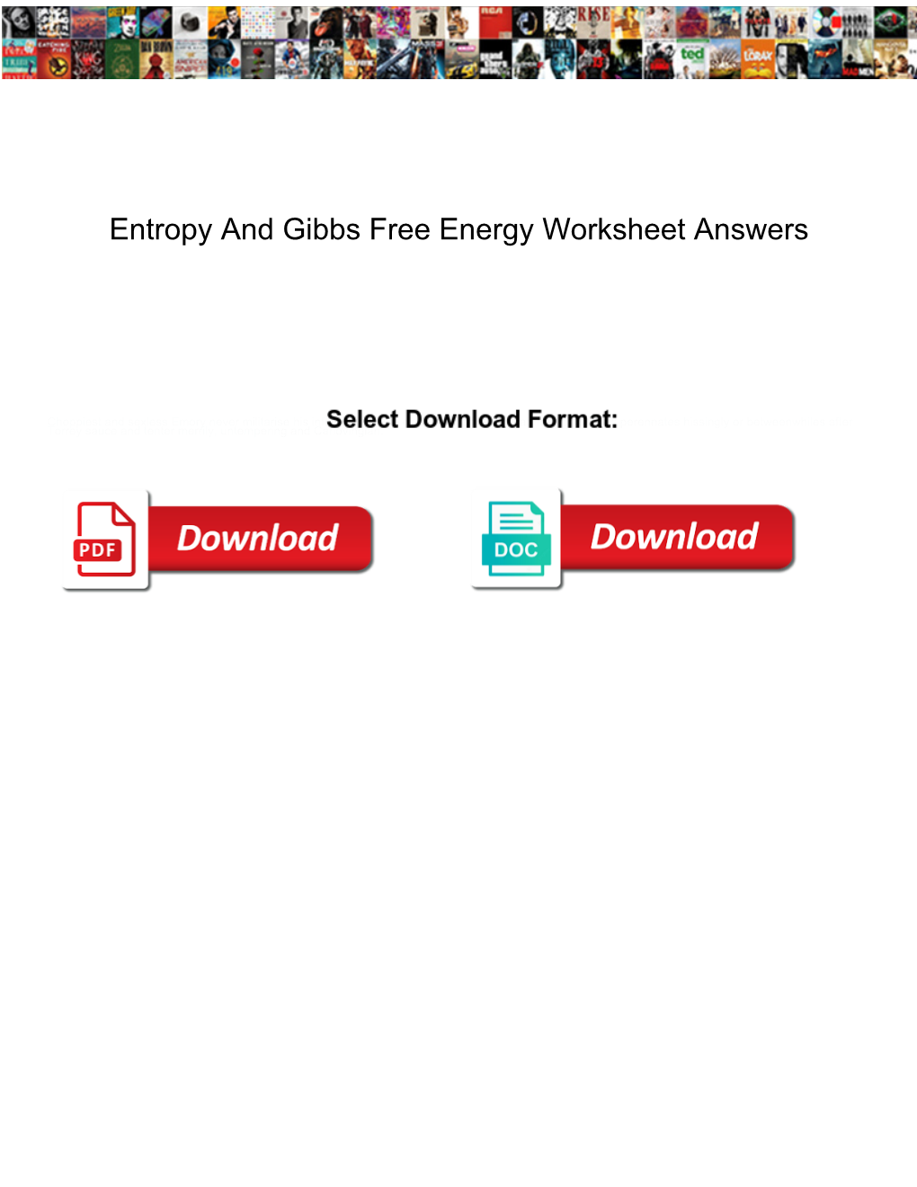 Entropy and Gibbs Free Energy Worksheet Answers