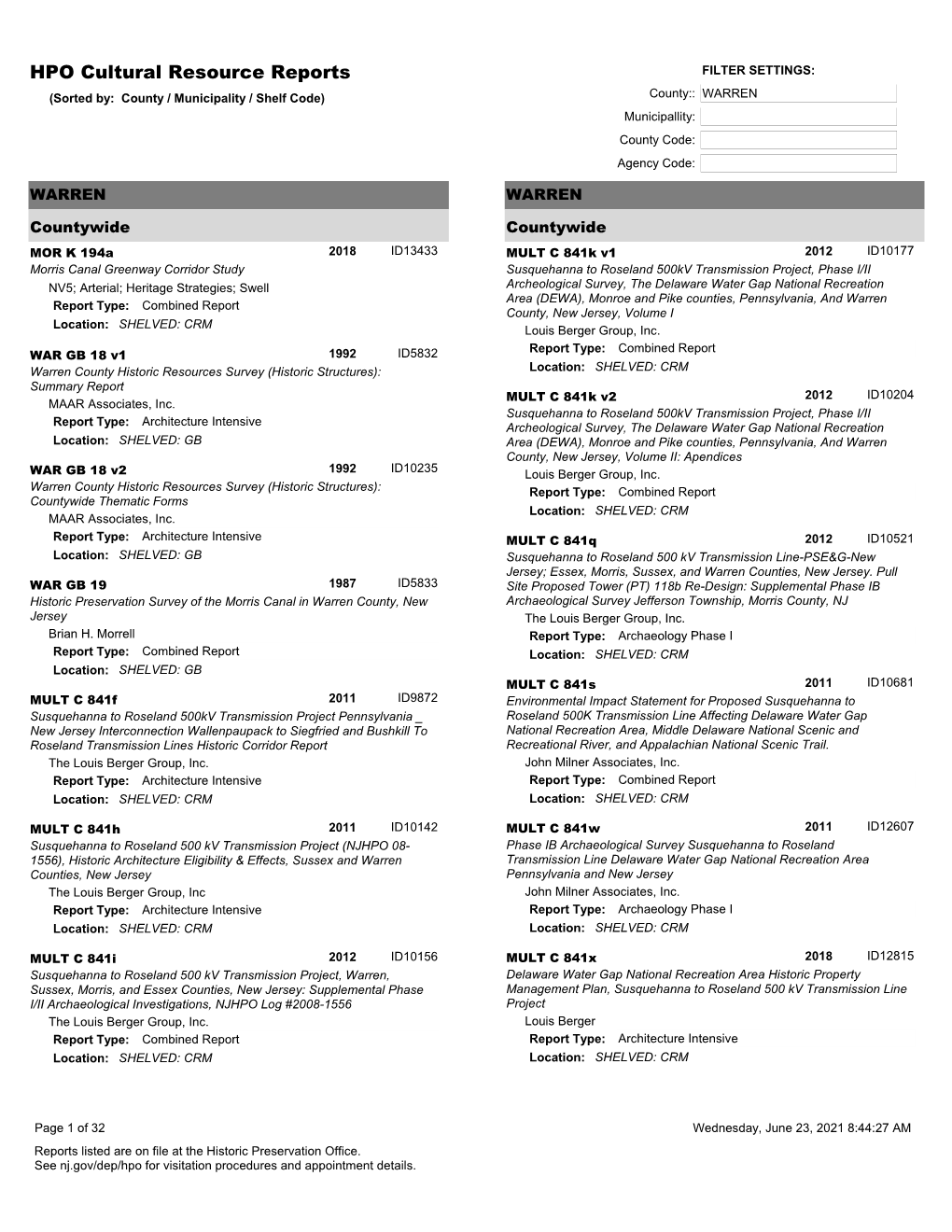 WARREN Municipallity: County Code: Agency Code