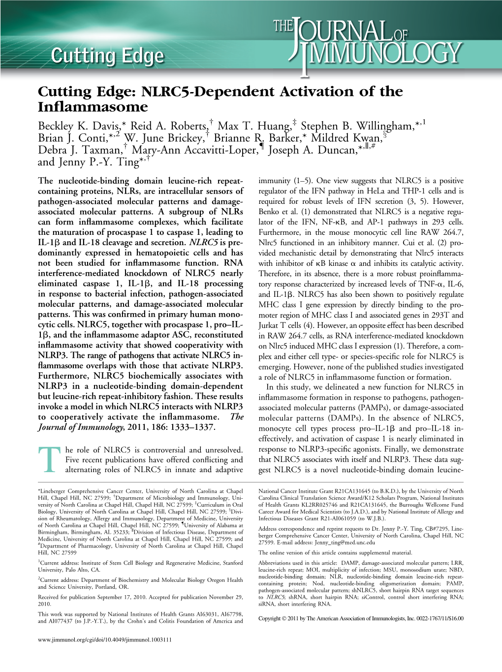 Of the Inflammasome Cutting Edge: NLRC5-Dependent Activation