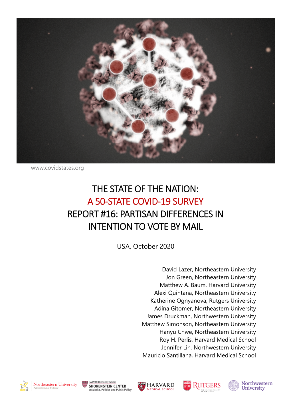 A 50-State Covid-19 Survey Report #16: Partisan Differences in Intention to Vote by Mail