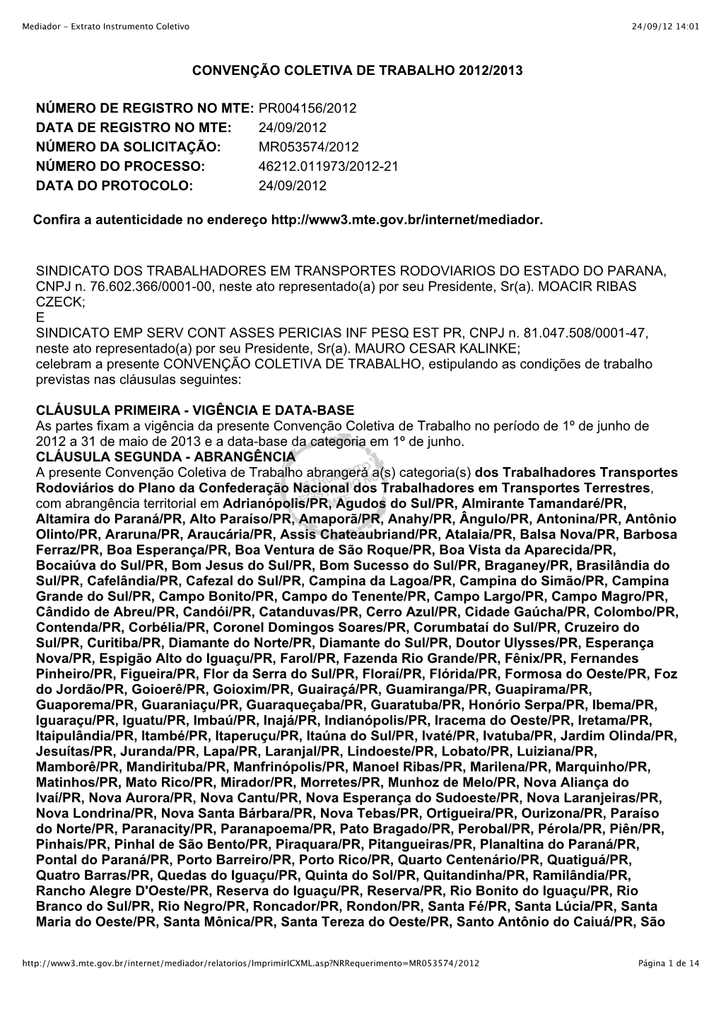 Mediador - Extrato Instrumento Coletivo 24/09/12 14:01