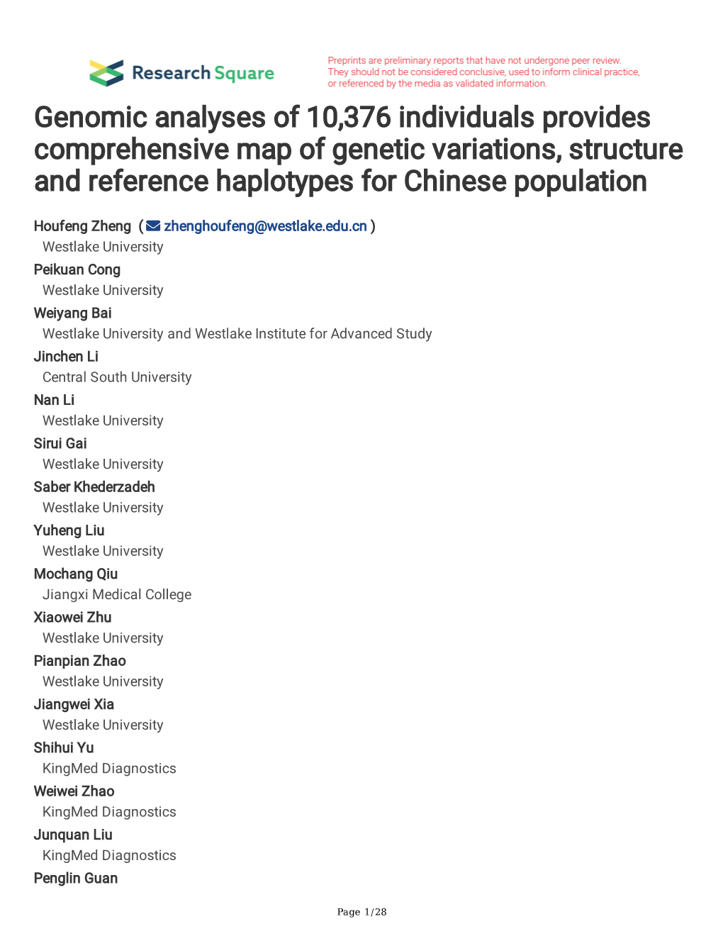 Genomic Analyses of 10,376 Individuals Provides Comprehensive Map of Genetic Variations, Structure and Reference Haplotypes for Chinese Population