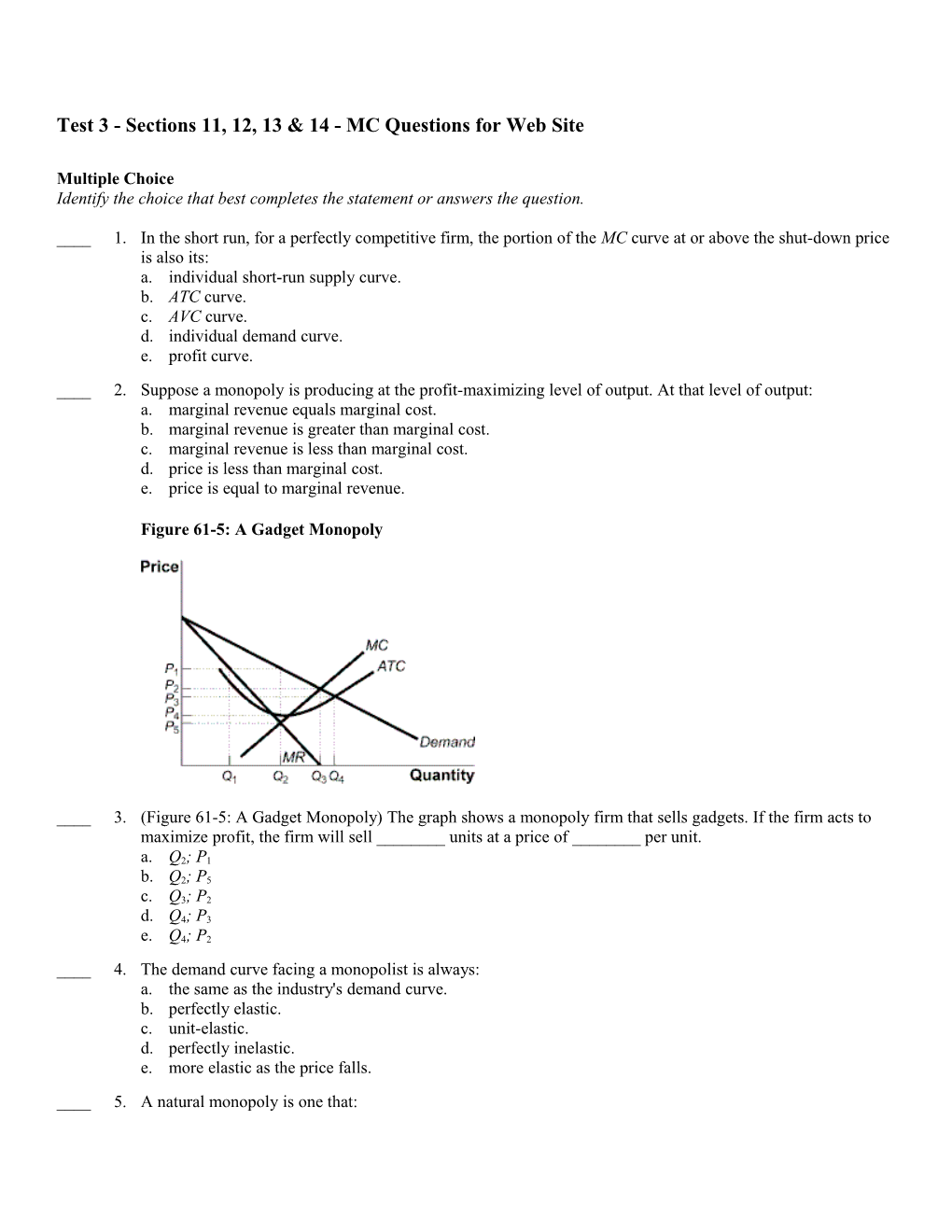 Test 3 - Sections 11, 12, 13 & 14 - MC Questions for Web Site