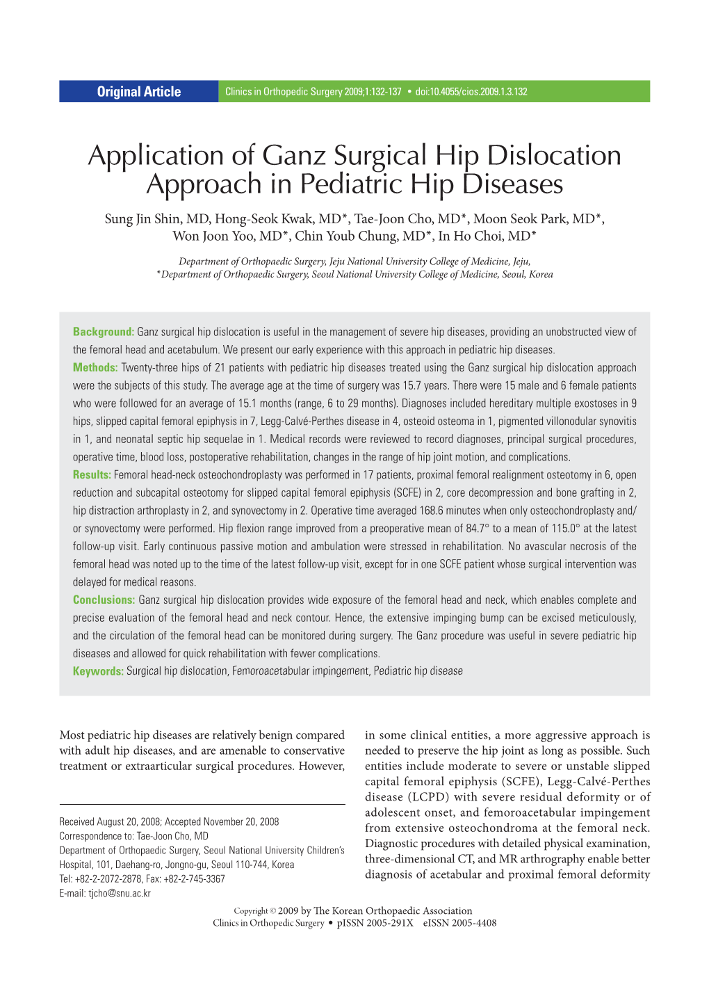 Application of Ganz Surgical Hip Dislocation Approach in Pediatric