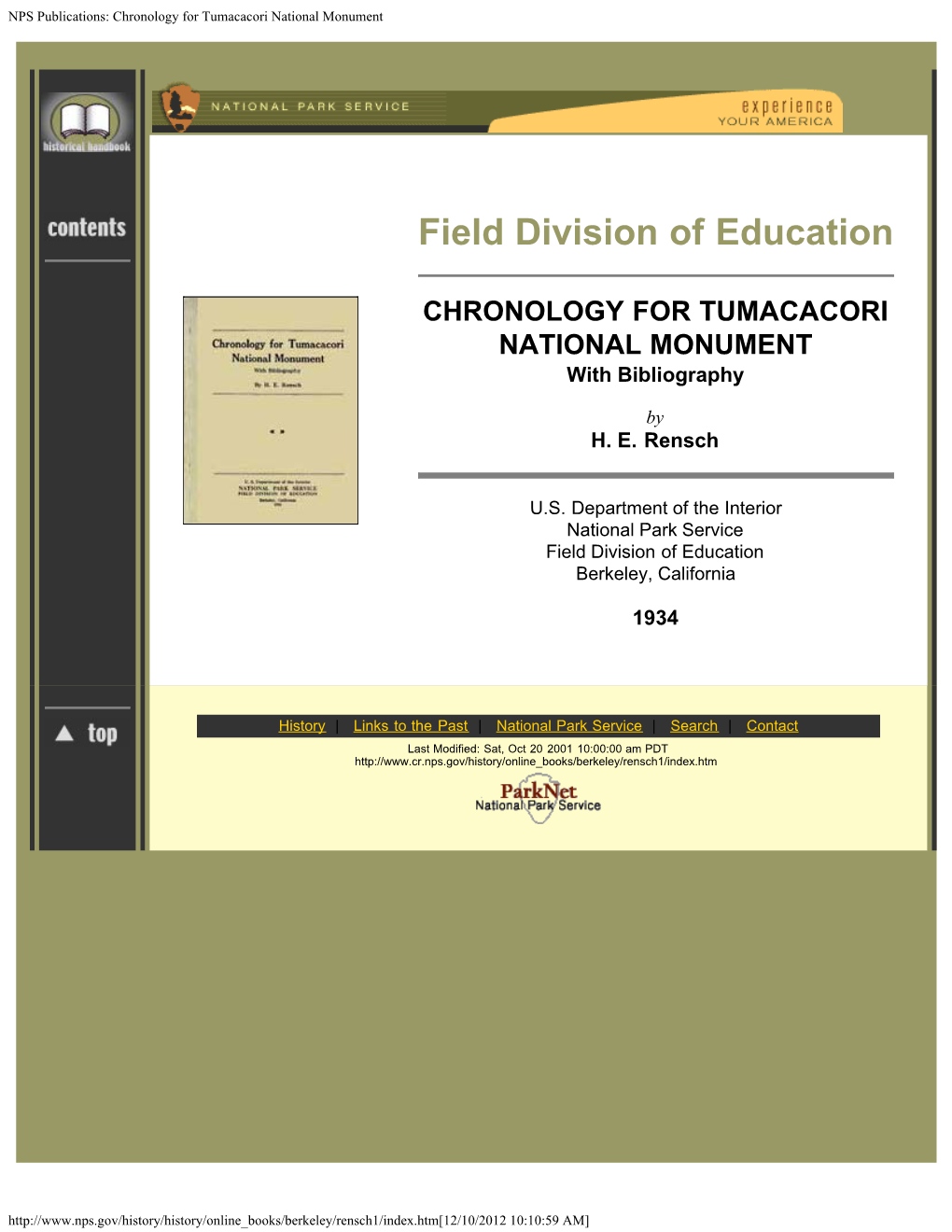 Chronology for Tumacacori National Monument