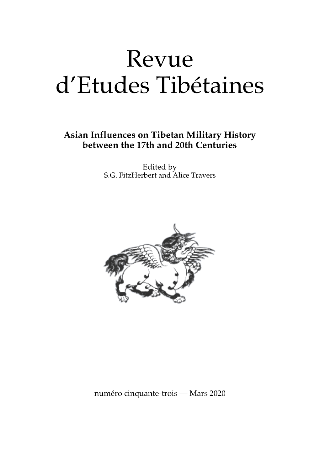 Revue D'etudes Tibétaines Est Publiée Par L'umr 8155 Du CNRS (CRCAO), Paris, Dirigée Par Sylvie Hureau