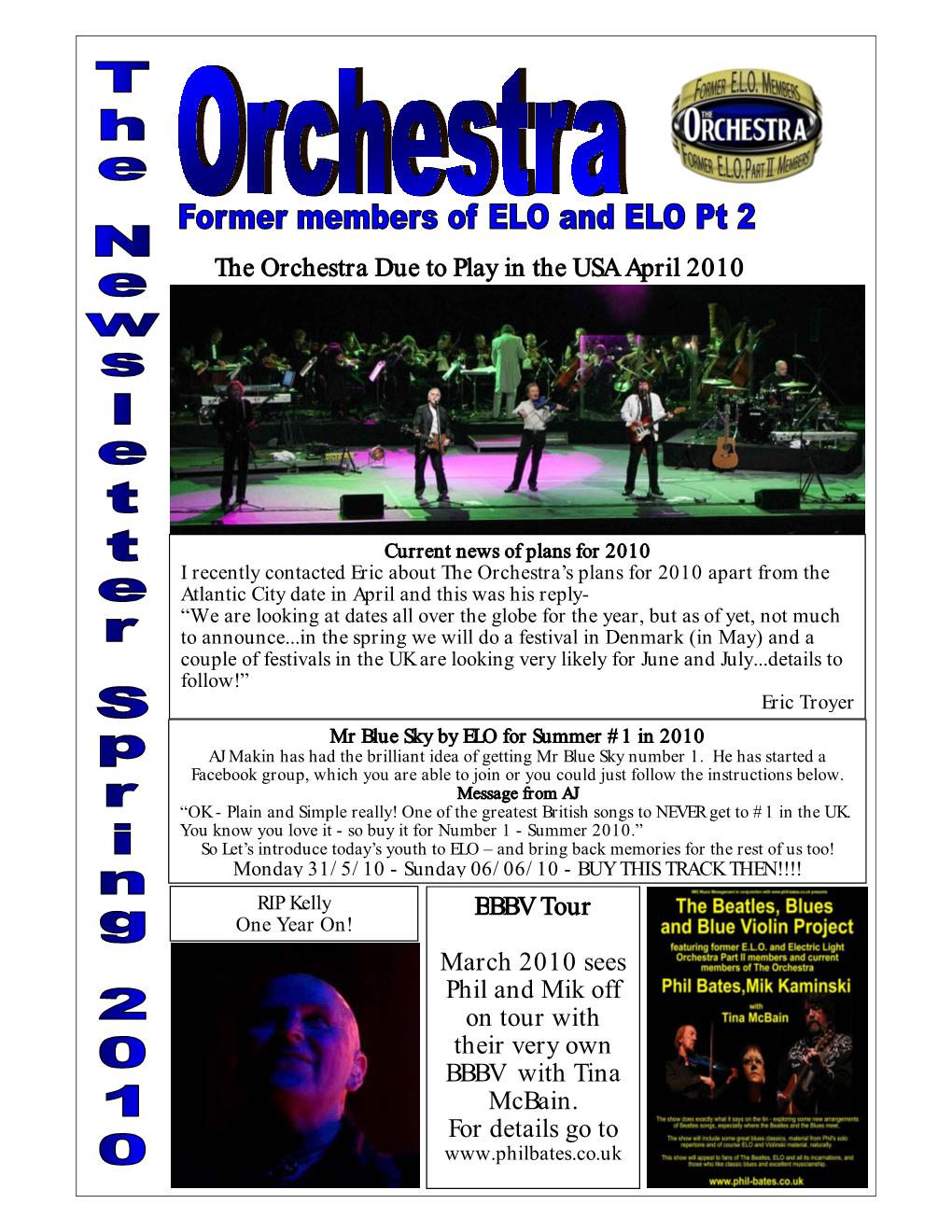 The Orchestra Due to Play in the USA April 2010 BBBV Tour March 2010