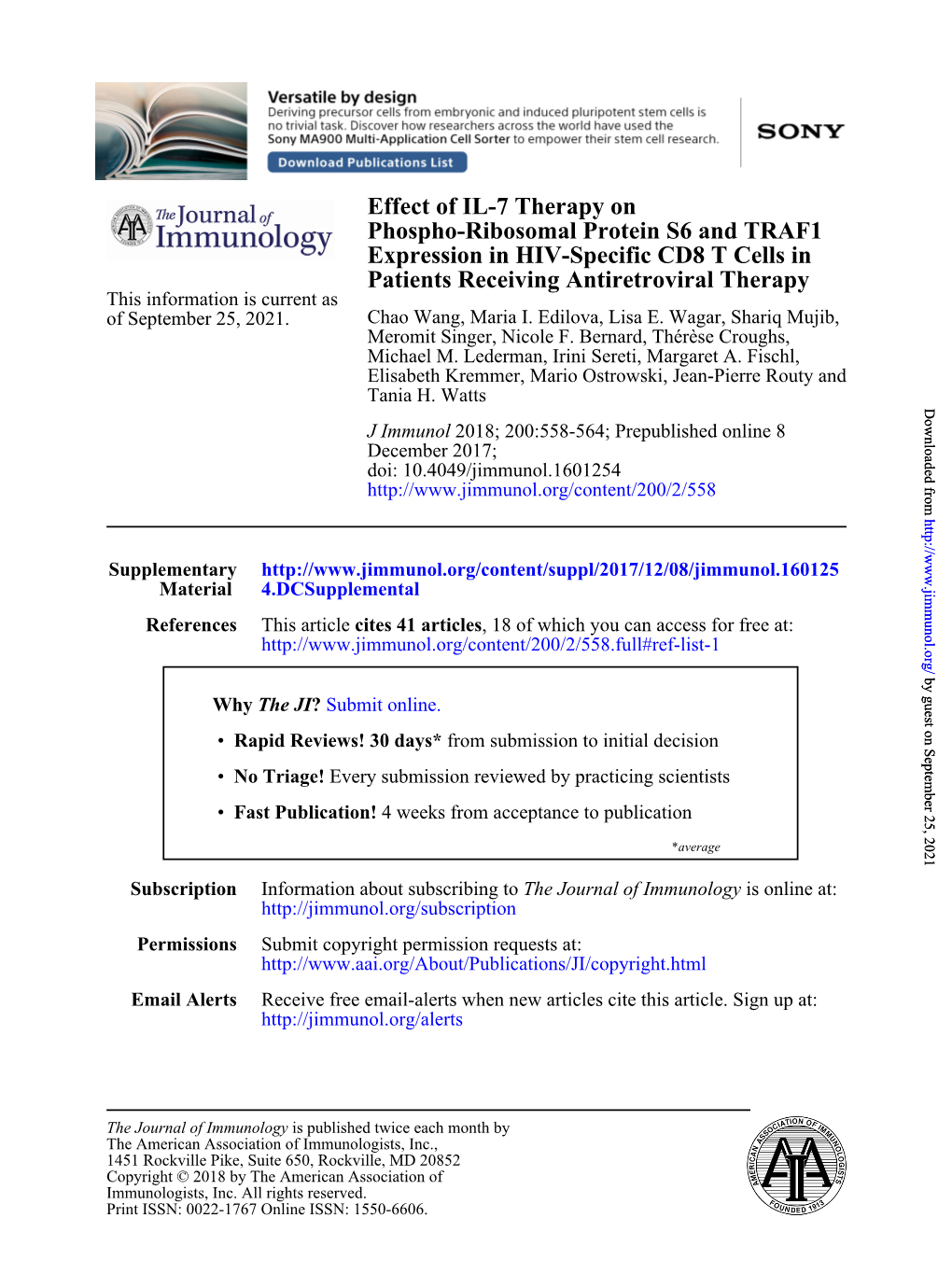 Effect of IL-7 Therapy on Phospho-Ribosomal Protein S6