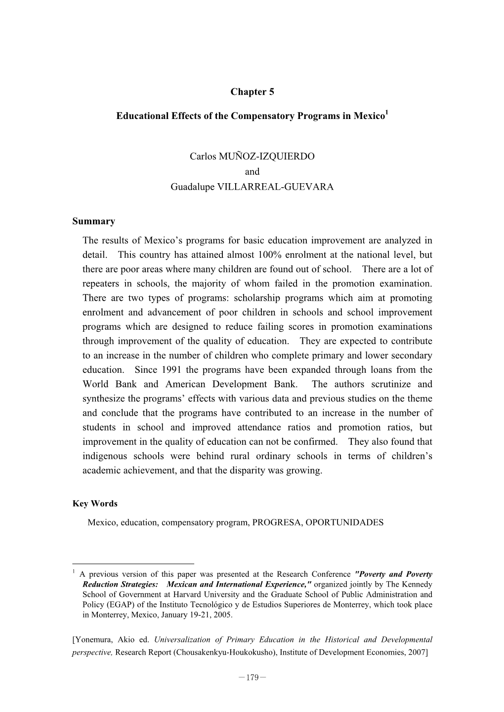 Educational Effects of the Compensatory Programs in Mexico1