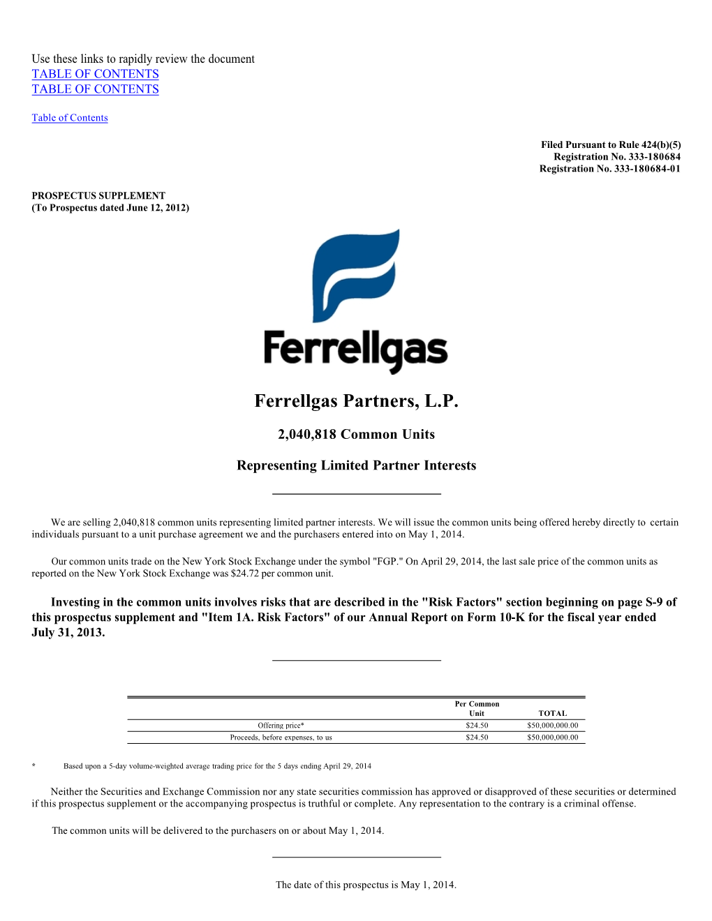 Ferrellgas Partners, L.P