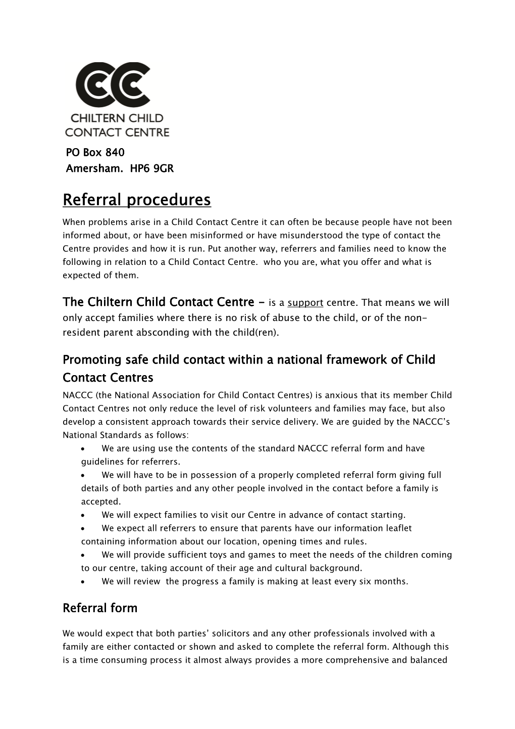 Referral Procedures Referral Procedures