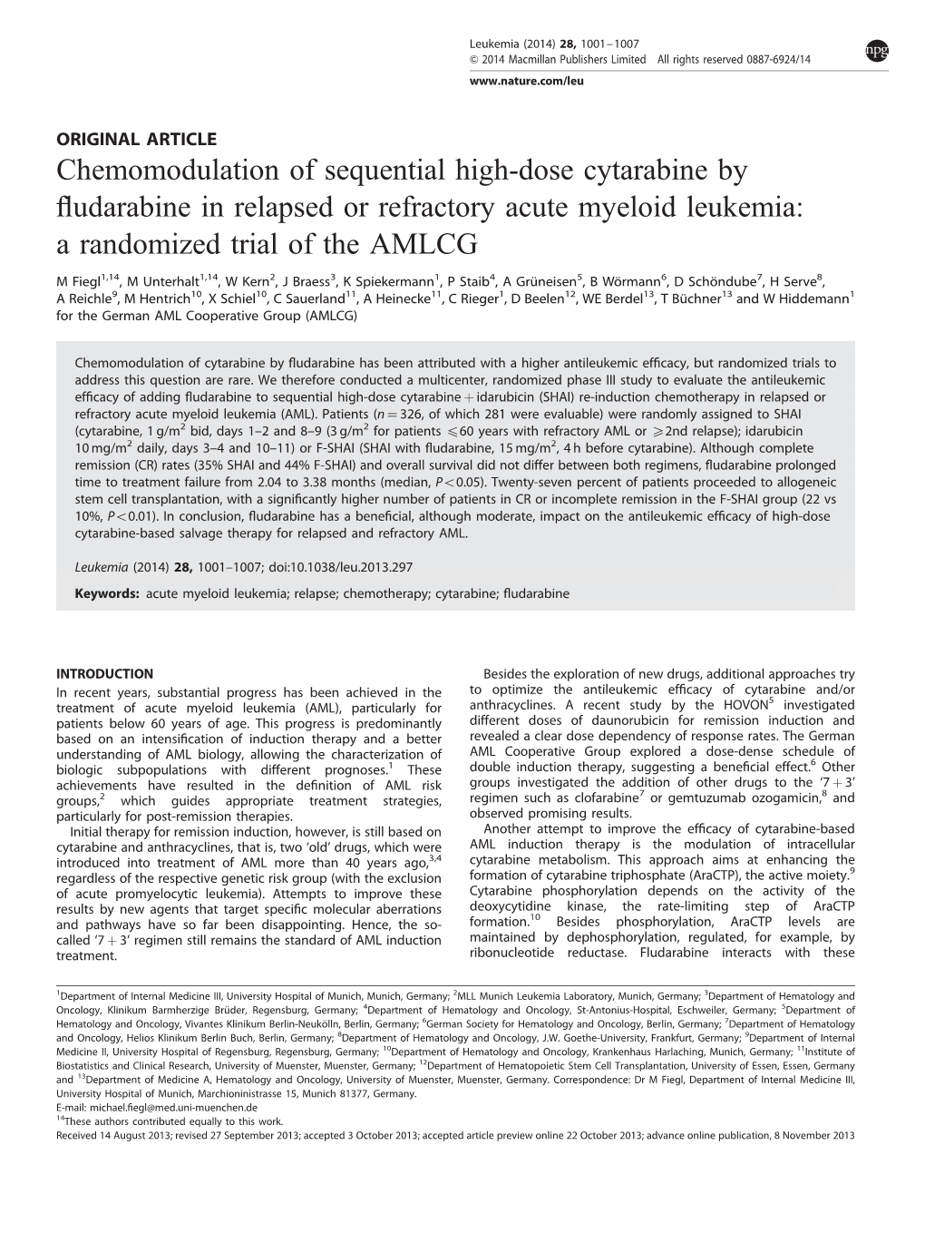 A Randomized Trial of the AMLCG