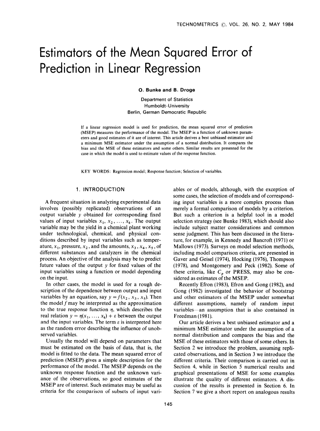 Estimators of the Mean Squared Error of Prediction in Linear Regression