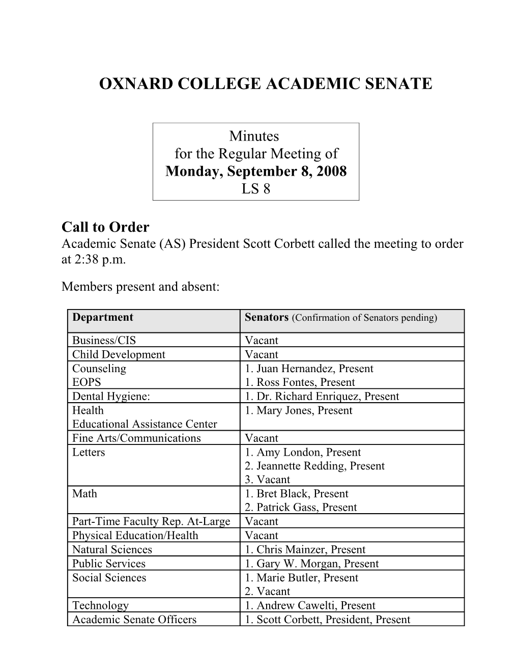 Oxnard College Academic Senate