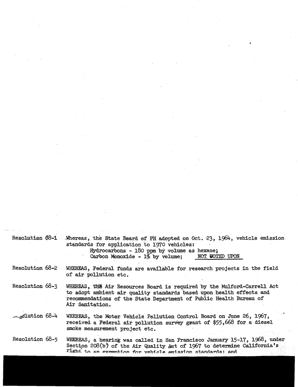 23, 1964, Vehic1-E Emission Standards for Application to I970 V