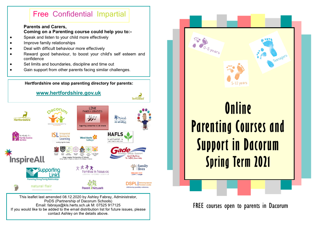 Online Parenting Courses and Support in Dacorum Spring Term 2021