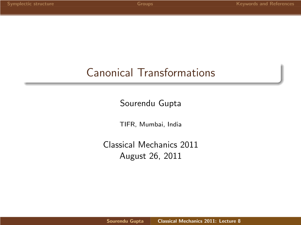 Canonical Transformations